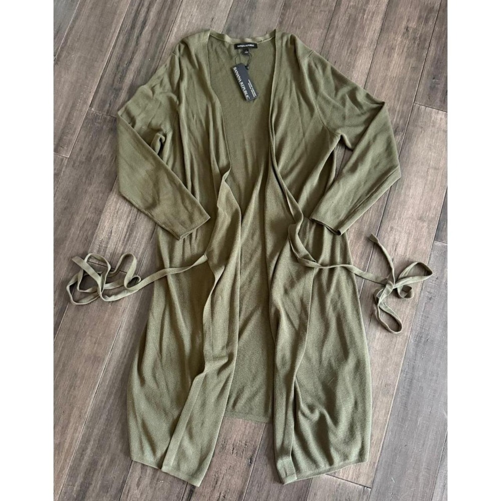 NWT Banana Republic Sweater Dress Wrap Cardigan Olive Green Size L New MSRP $139